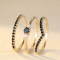 Black V-Shaped Cubic Zirconia Ring