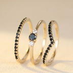 Black V-Shaped Cubic Zirconia Ring