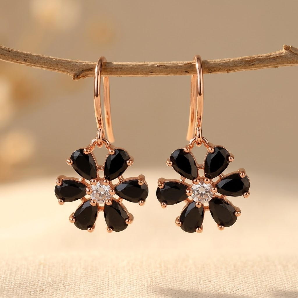 Gold-Plated Flower Stud Earrings