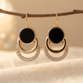Black Cubic Zirconia Geometric Stud Earrings