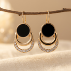 Black Cubic Zirconia Geometric Stud Earrings