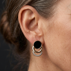 Black Cubic Zirconia Geometric Stud Earrings
