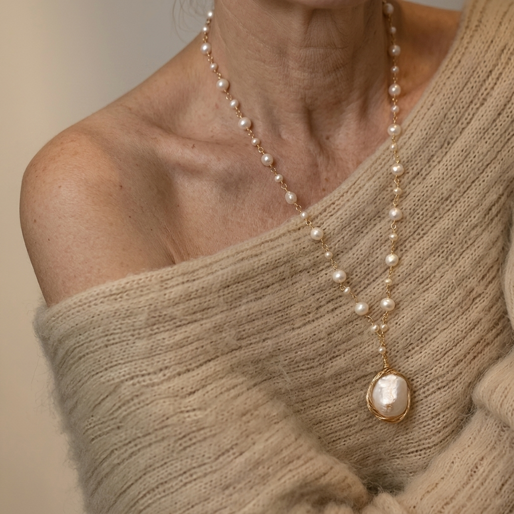 Baroque Pearl Gold-Tone Pendant Necklace