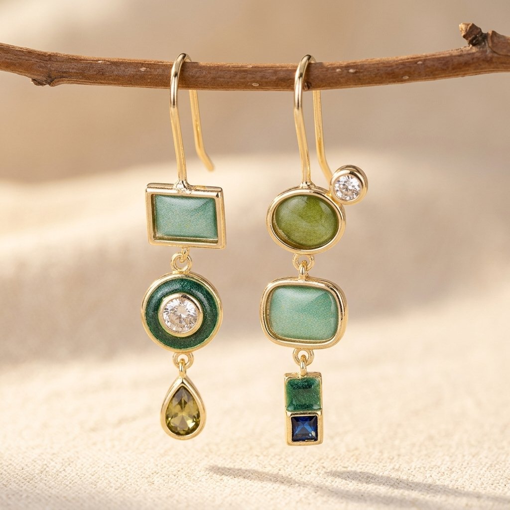 Asymmetric Gold-Tone Geometric Earrings