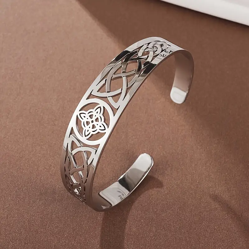 Open Silver-Tone Hollow Bracelet