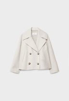 Cropped Double Breasted Jacket with Oversized Lapels and Pockets