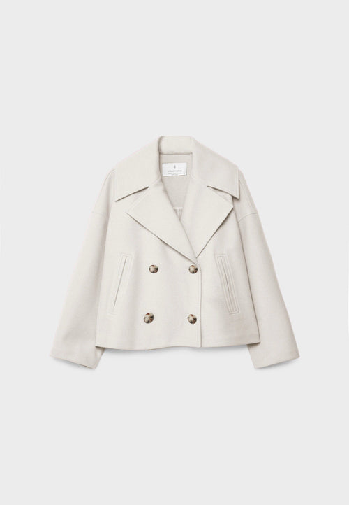 Kort double-breasted jack met oversized revers en zakken