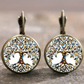 Vintage-Style White Round Tree of Life Earrings