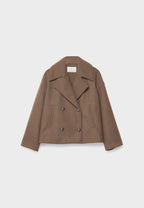 Cropped Double Breasted Jacket with Oversized Lapels and Pockets