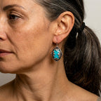 Bohemian Vintage Oval Turquoise and White Earrings
