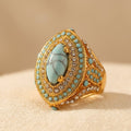 Bohemian vintage ring met synthetische edelsteen en turquoise