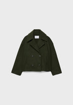 Cropped Double Breasted Jacket with Oversized Lapels and Pockets