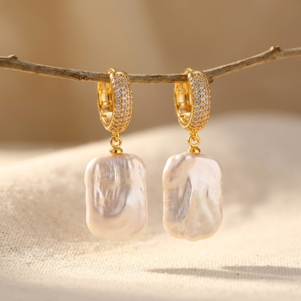 Baroque Pearl Gold-Tone Drop Earrings