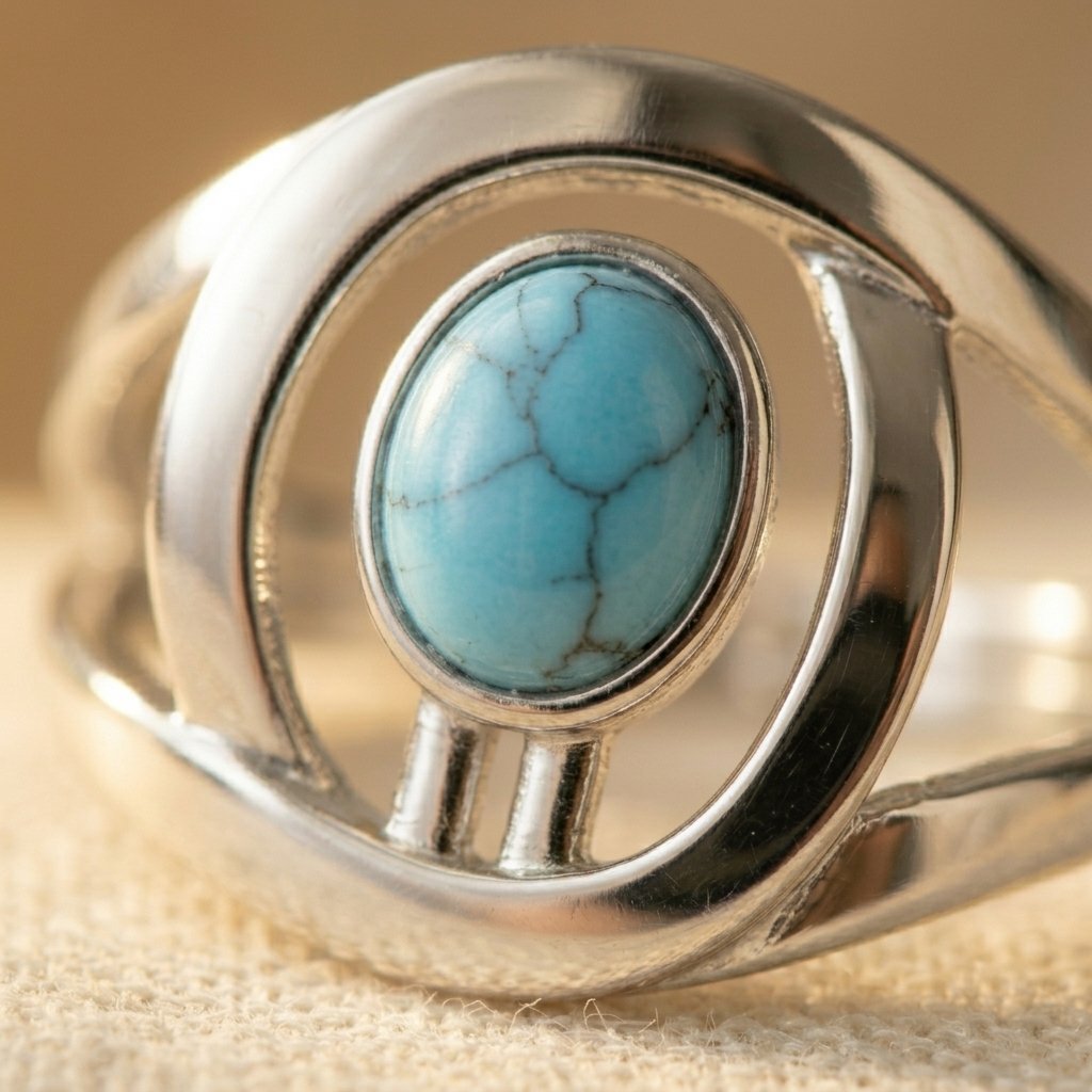 Minimalist Synthetic Turquoise Plated Ring