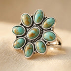 Vintage-Style Turquoise Resin Flower Ring
