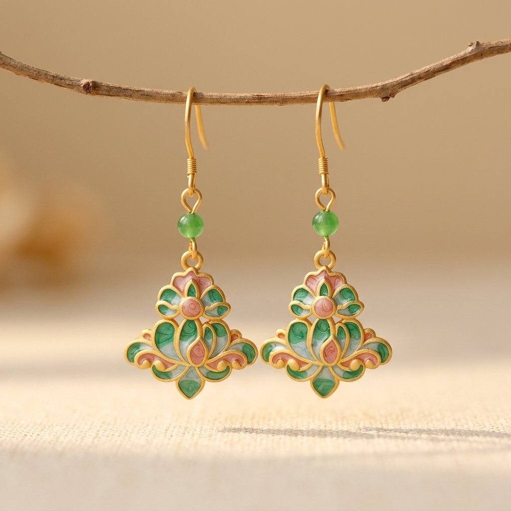 Gold-Plated Enamel Earrings