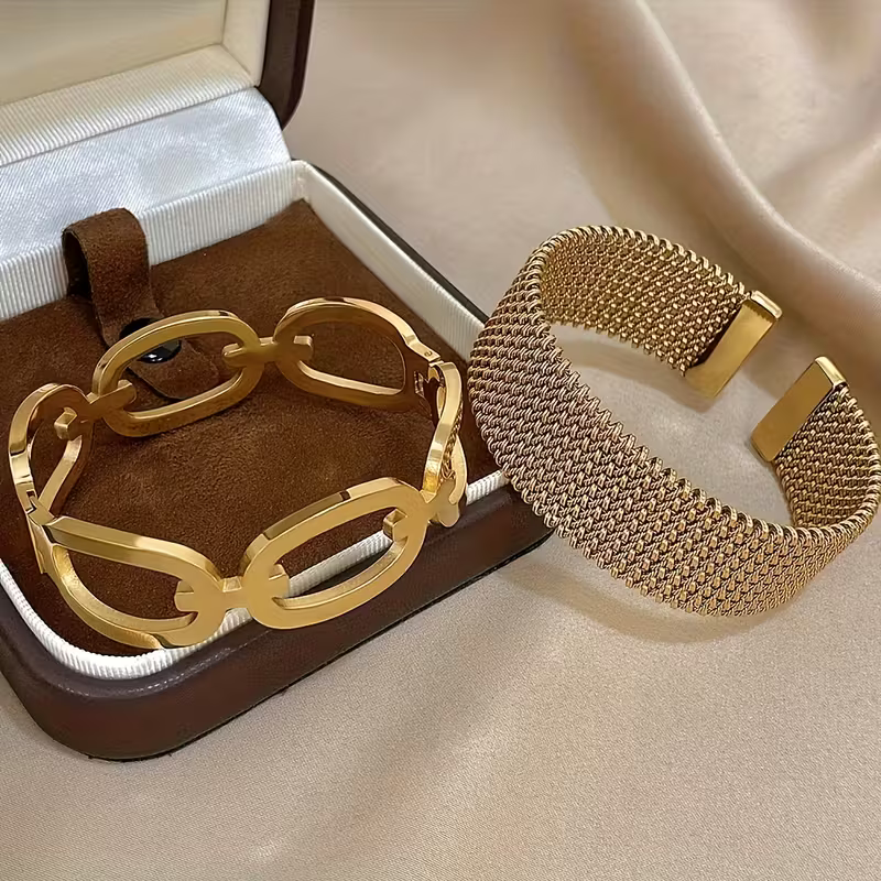 Chunky Gold-Tone Link Bracelet Set