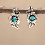 Vintage-Style Turquoise Flower and Leaf Earrings