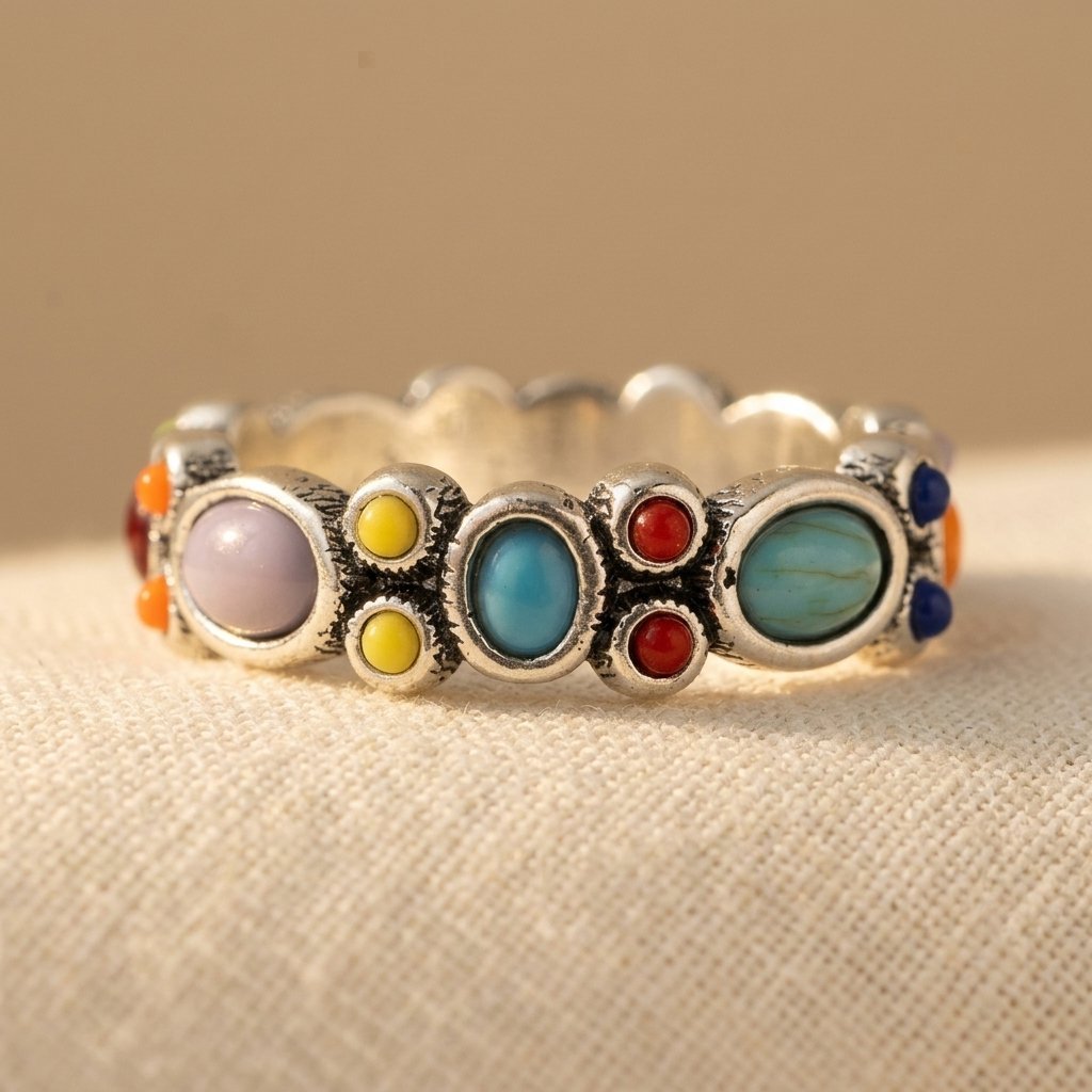 Bohemian Colourful Synthetic Turquoise Ring