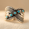 Bohemian Wide Synthetic Turquoise Inlay Ring