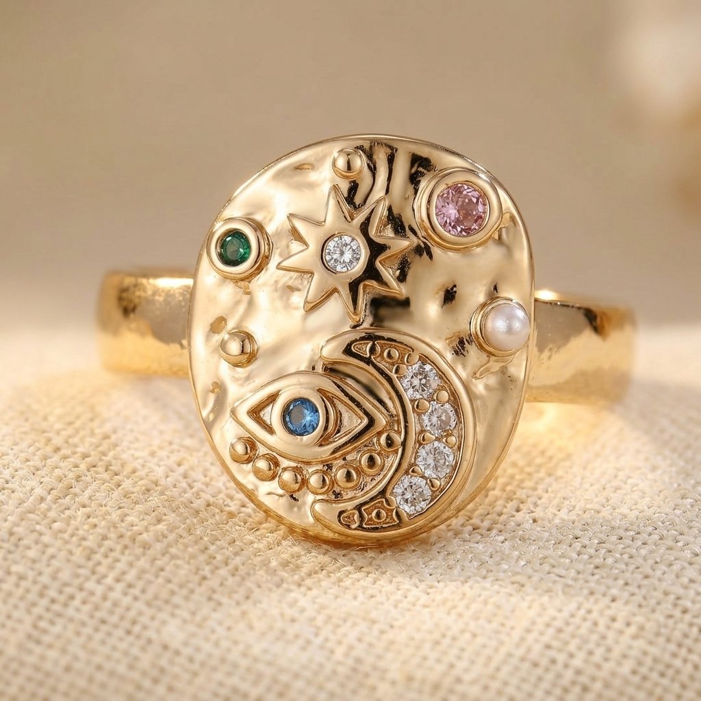 Vintage-Style Round Sun Ring