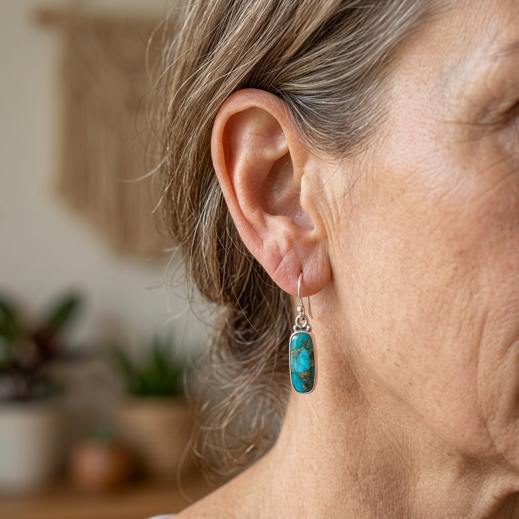 Vintage-Style Rectangular Turquoise Resin Earrings