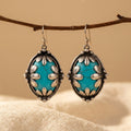 Bohemian Vintage Oval Turquoise and White Earrings