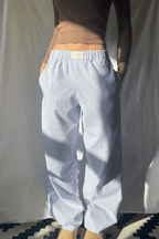 Corduroy Straight Leg Trousers with Elastic Waist