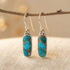 Vintage-Style Rectangular Turquoise Resin Earrings