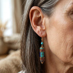 Vintage-Style Turquoise Mosaic Bead Dangle Earrings