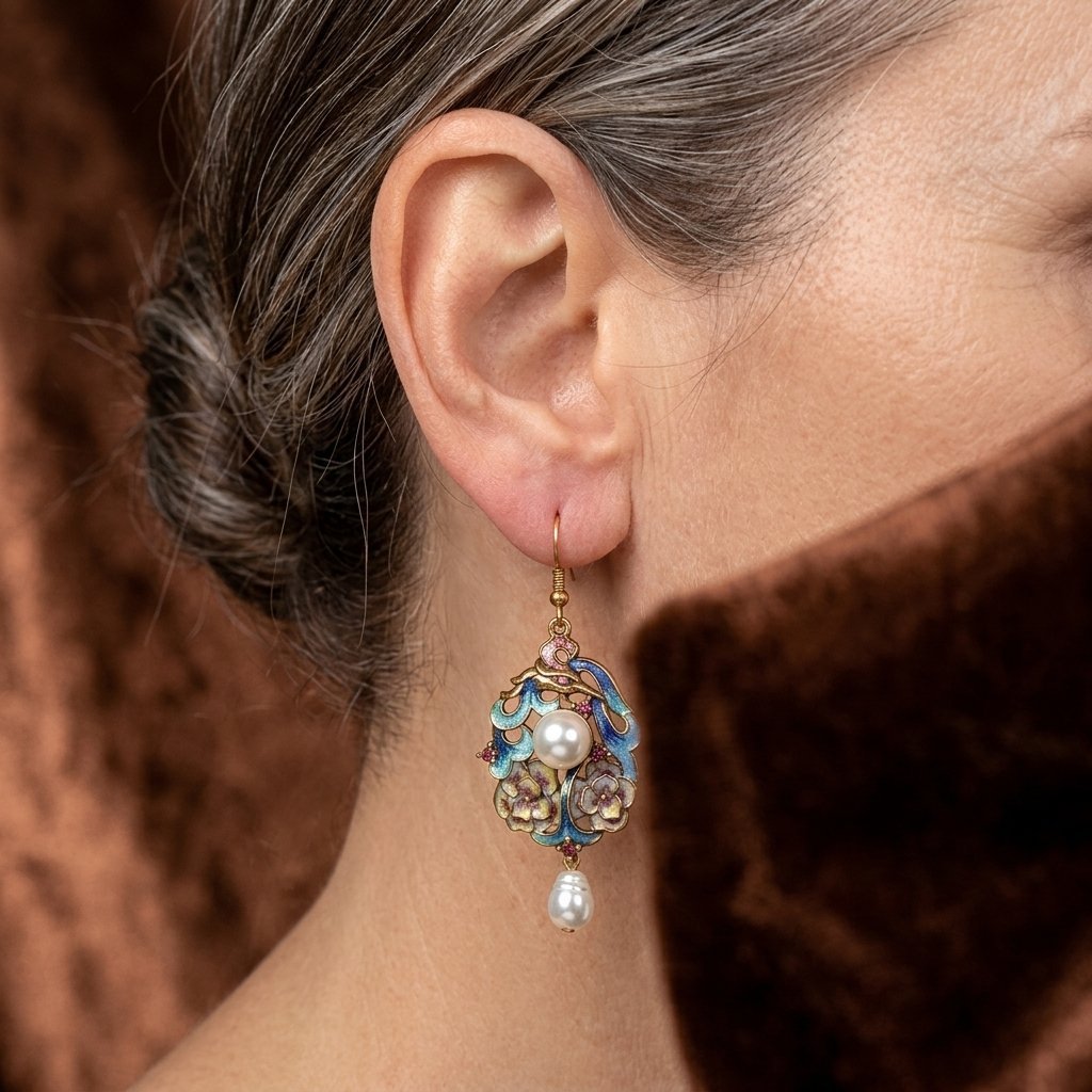 Vintage-Style Enamel Animal Tassel Earrings