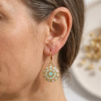 Vintage-Style Turquoise and Gold-Tone Mandala Earrings