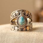 Vintage-Style Bohemian Copper-Tone Ring with Synthetic Turquoise