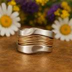 Silver-Tone Ring with Gold-Tone Thread Wrap