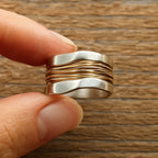 Silver-Tone Ring with Gold-Tone Thread Wrap