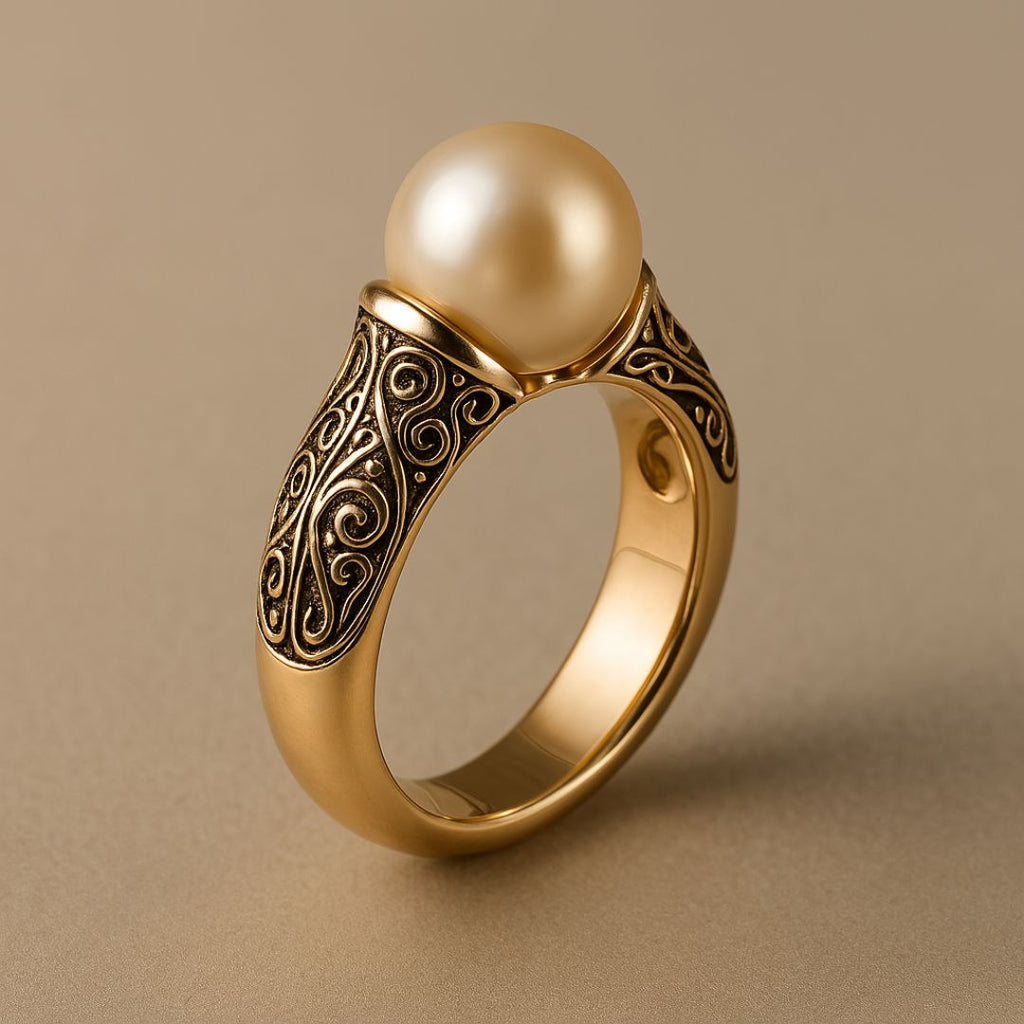 Vintage-Style Pearl Gold-Tone Ring