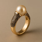 Vintage-Style Pearl Gold-Tone Ring