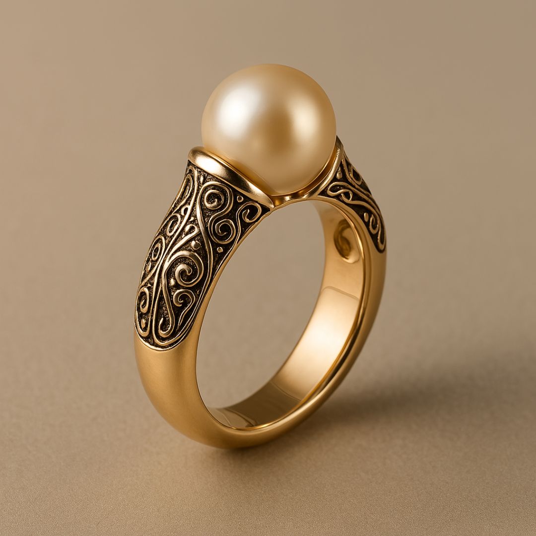 Vintage-Style Pearl Gold-Tone Ring