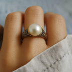 Vintage-Style Pearl Gold-Tone Ring