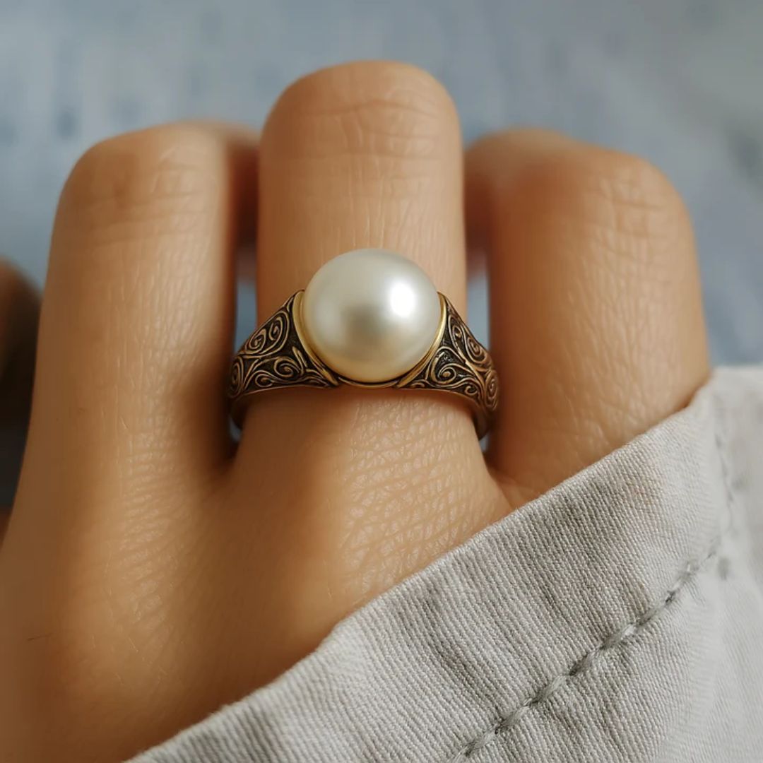 Vintage-Style Pearl Gold-Tone Ring