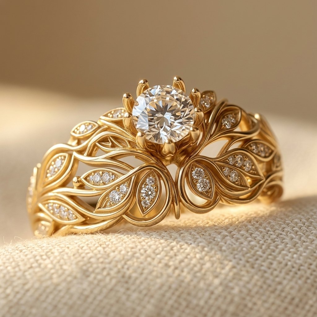 Copper-Tone Maple Leaf Ring
