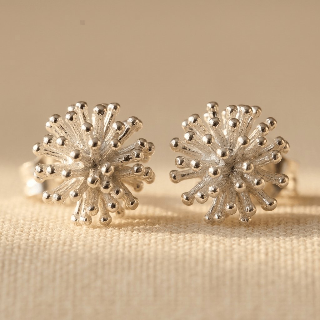 Sterling Silver Dandelion Stud Earrings