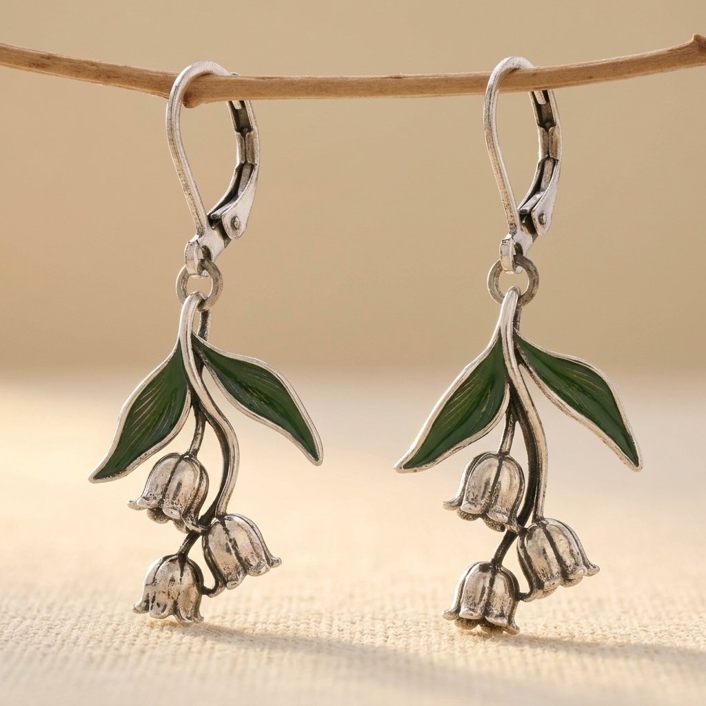 Dormeuses pendantes muguet style vintage