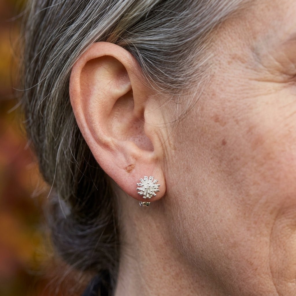 Sterling Silver Dandelion Stud Earrings