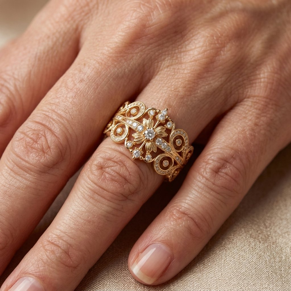 Glanzende koperkleurige ring