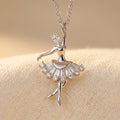 925 Sterling Silver Ballerina Moissanite Pendant Necklace