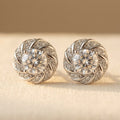 925 Sterling Silver Moissanite Round Cluster Stud Earrings