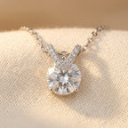 925 Sterling Silver Solitaire Moissanite Necklace on Chain