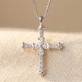 925 Sterling Silver Cross Necklace with Moissanite