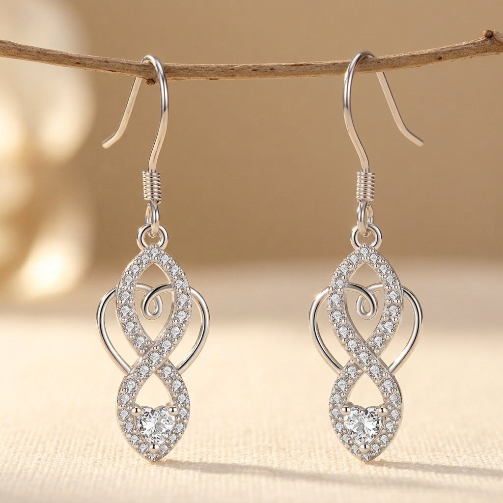925 Sterling Silver Celtic Knot Infinity Hook Earrings